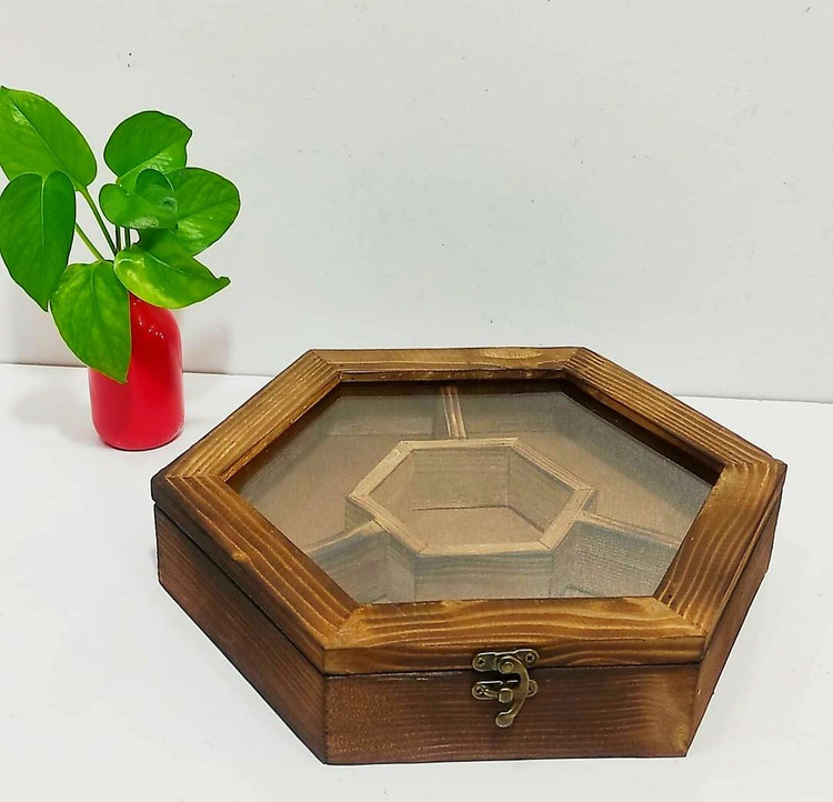 تی بگ چوبی ،مدل شش ضلعی ،چوب طبیعی روسی،جادار و بزرگ،کار دست