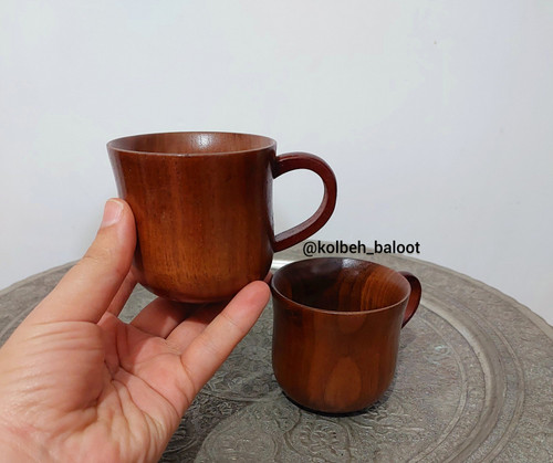 فنجان چوبی،دسته دار مناسب نوشیدنی سرد و گرم