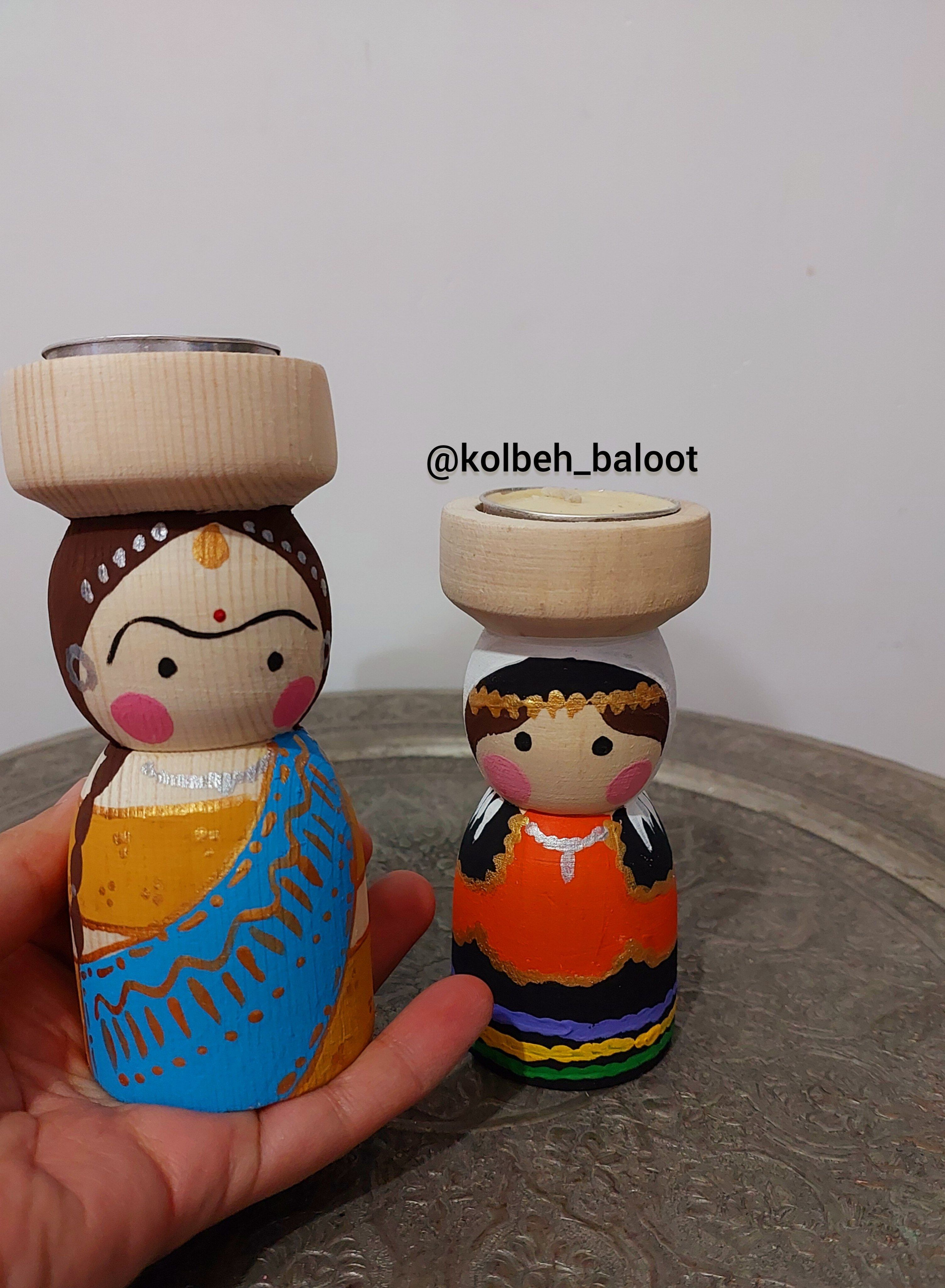 جا شمعی های چوبی ،مدل عروسکی شمع وارمردار