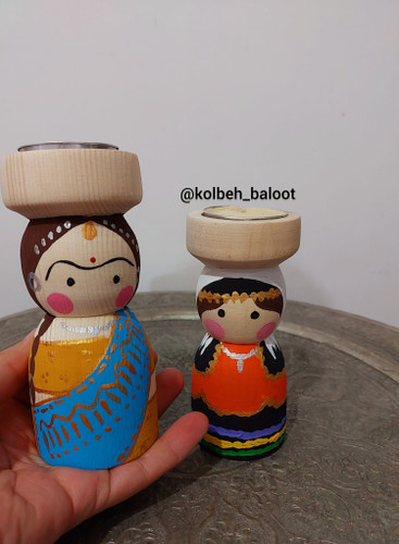 جا شمعی های چوبی ،مدل عروسکی شمع وارمردار