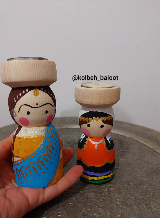 جا شمعی های چوبی ،مدل عروسکی شمع وارمردار