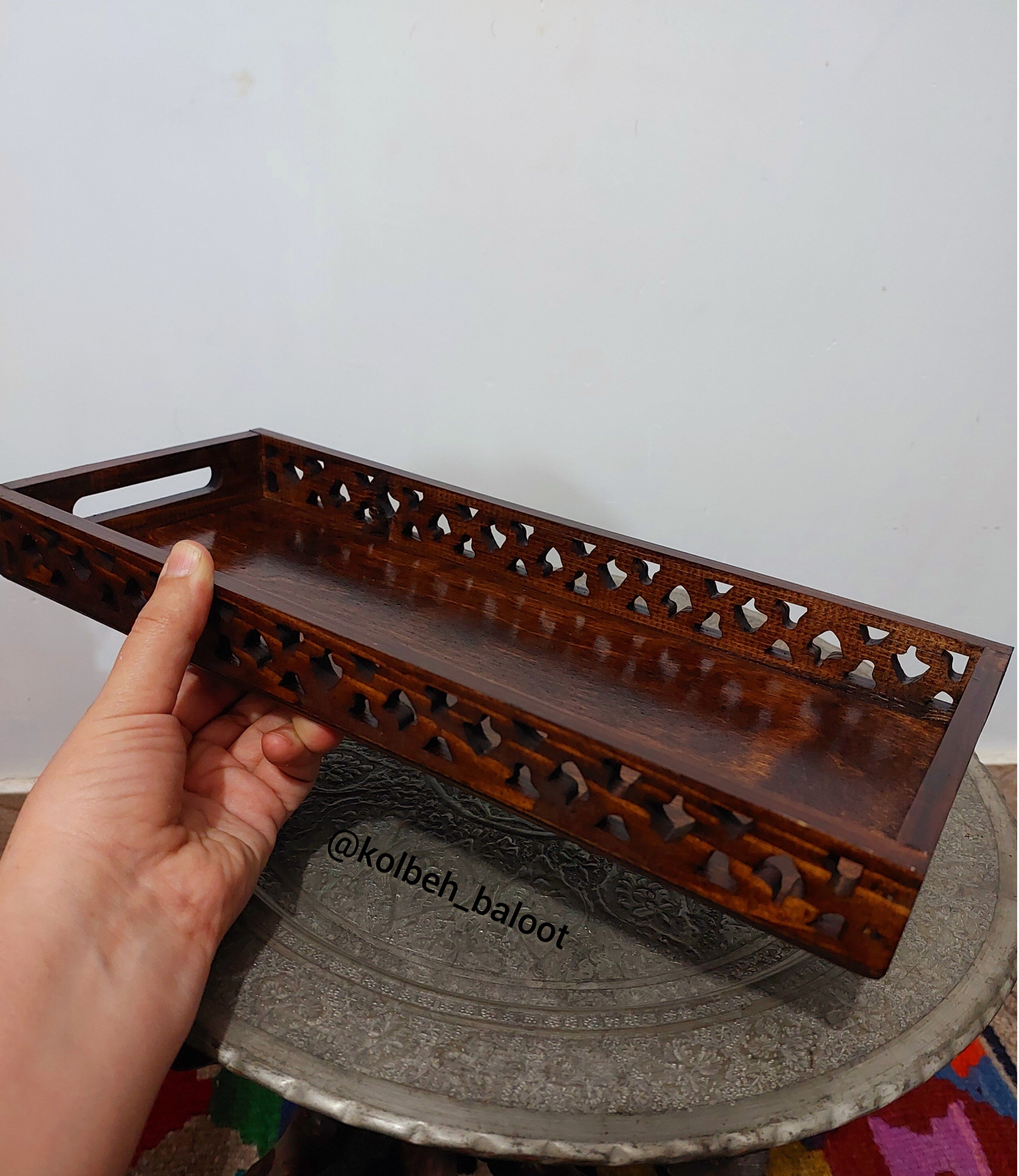 سینی رولت خوری ،مشبک ،چوب طبیعی