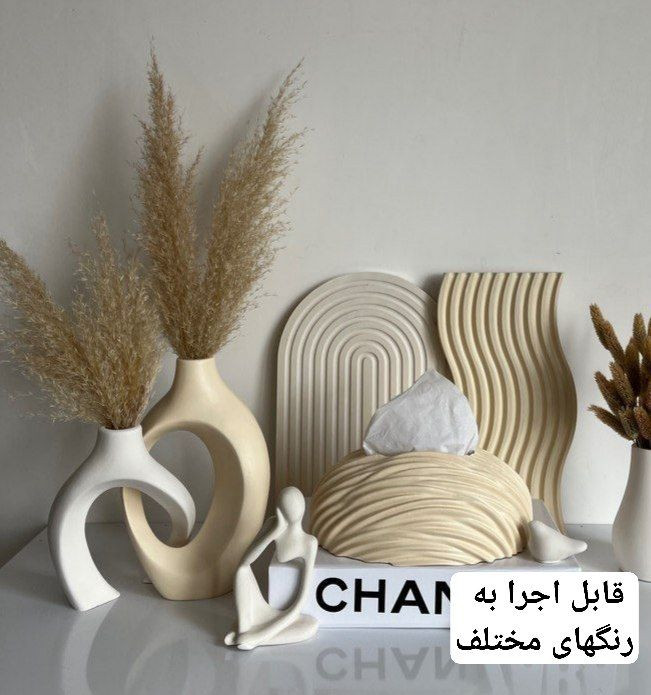 دکوری تزیینی میز کنسول جلو مبلی گلدان دو قلو تندیس همدم آدمک متفکر