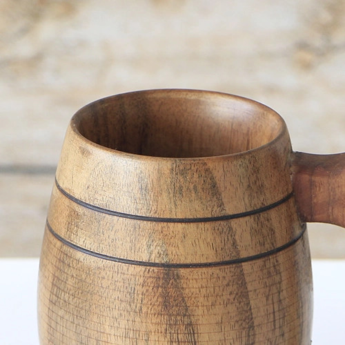 ماگ بشکه ای دسته دار لیوان چوبی دسته دار چوب گردو