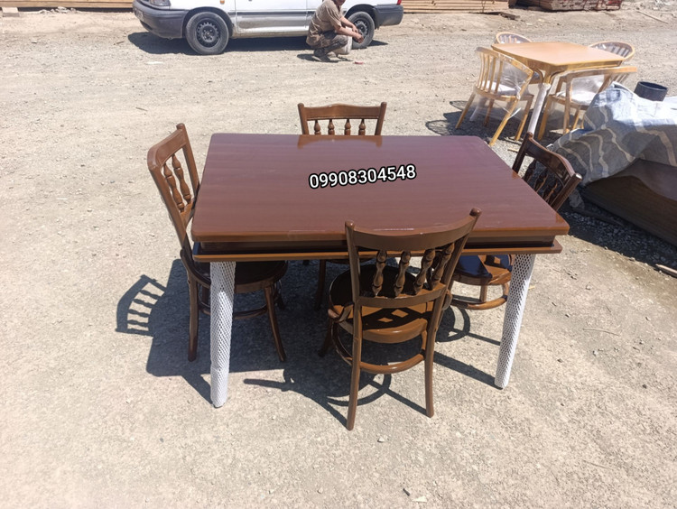 میز و صندلی ناهارخوری لهستانی خراطی چهارنفره