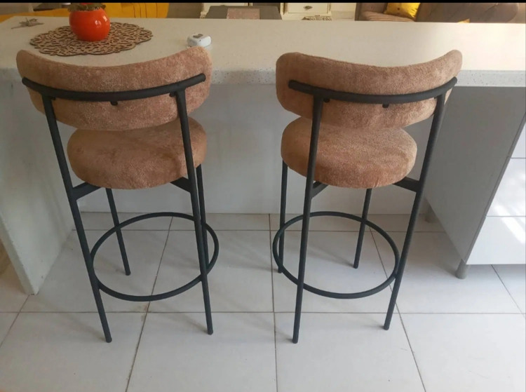 صندلی کانتر تدی فلزی رنگ کرم نسکافه ای